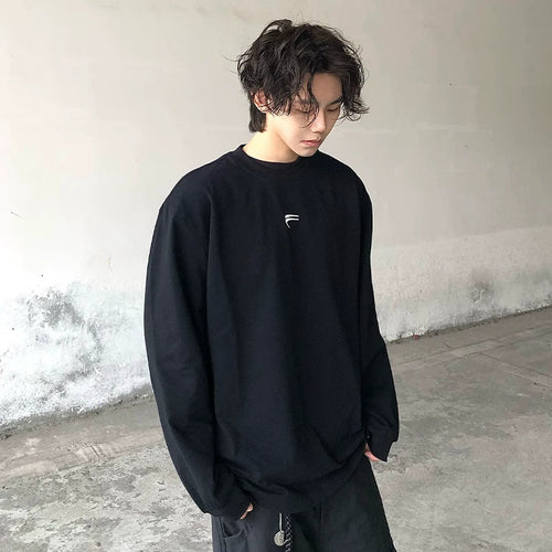 F2CE autumn and winter long sleeved multi-color trendy basic print loose casual couple pure cotton inner layer men's T-shirt base shirt
