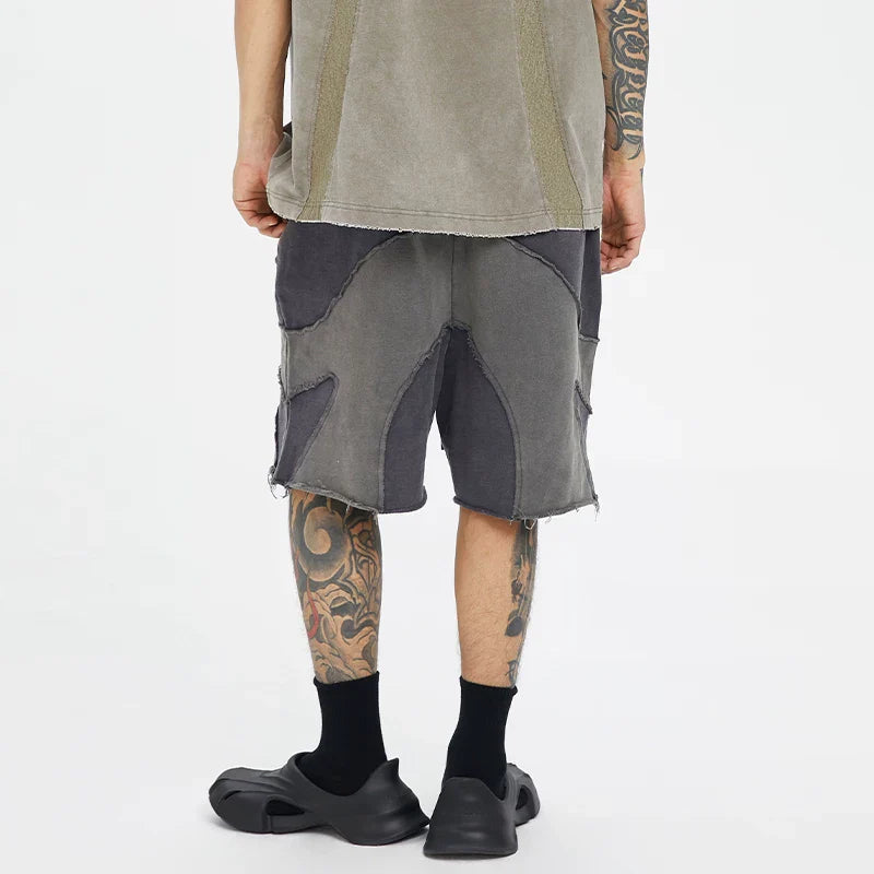 F2CE Heavy Industry Doomsday Waste Soil Wind Splicing Old Function American Trendy High Street Vibe Shorts Summer Casual Shorts Men