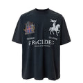 F2CE Heavy American Retro Trendy Badge Printed Wear Out T-shirt Summer Men's Loose Casual Couple Short Sleeve Half Sleeve