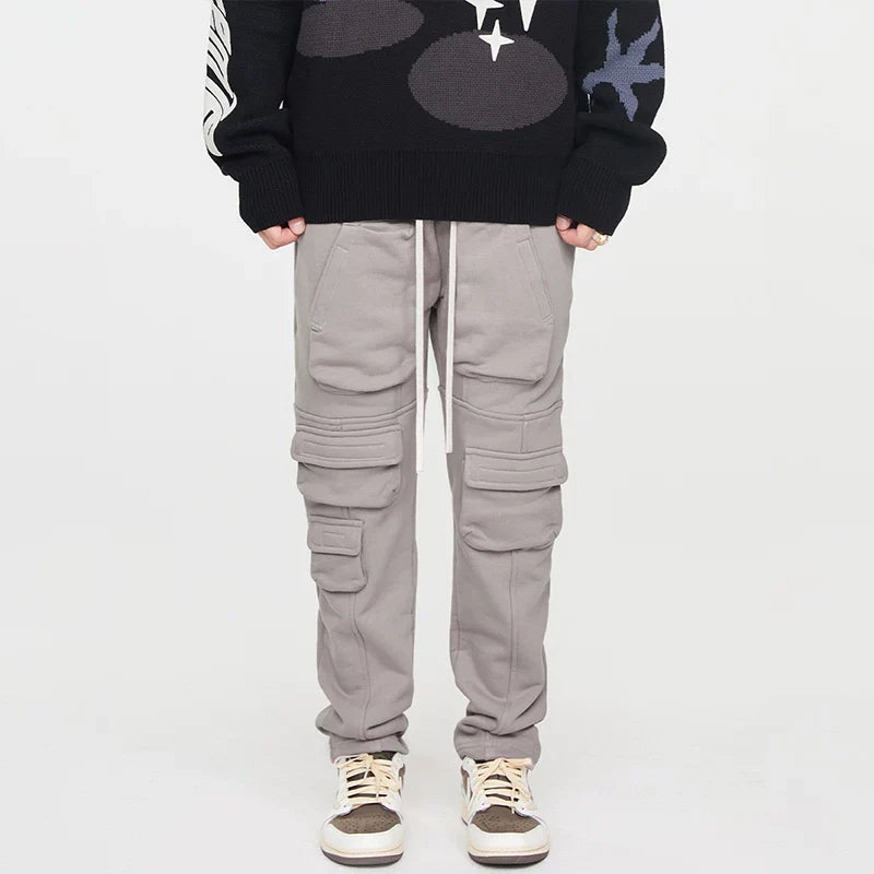 F2CE multi pocket sweatpants with sports function, loose drawstring work pants, high street pants, Vibe casual pants