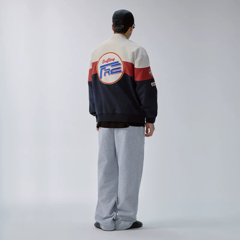 F2CE American Trendy Racing Jacket Splicing Color Contrasting Heavy Embroidered Loose Casual Men's Autumn/Winter Couple Coat
