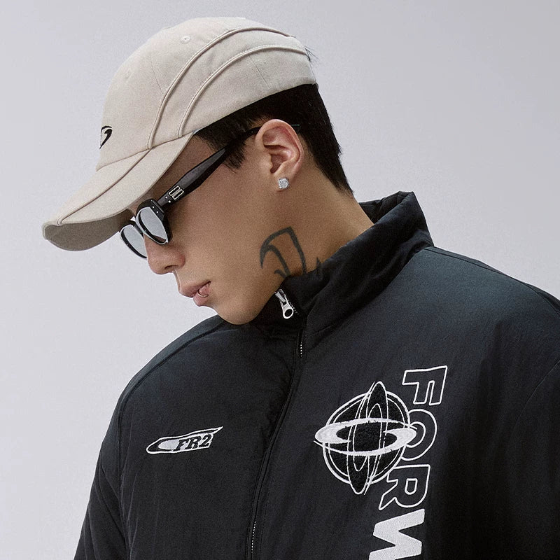 F2CE worn embroidery trend deconstruction splicing baseball cap soft top retro black ducktongue hat adjustable for men and women